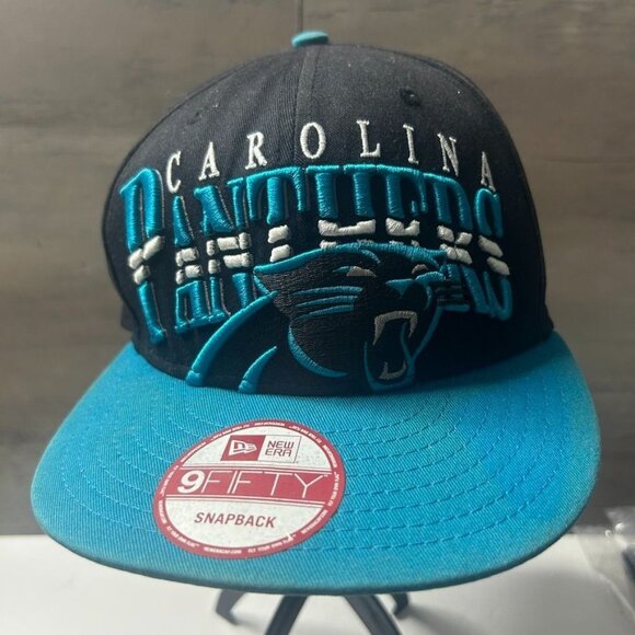 Carolina Panthers New Era 9Fifty Snapback Cap One Size NFL Hat Black & Teal - Picture 1 of 6